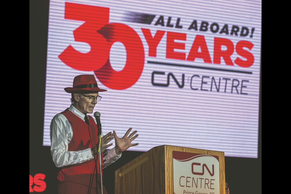 CN Centre sports and entertainment manager Glen Mikkelsen announces Cirque du Soleil’s CRYSTAL – a one-of-a-kind production that brings the troupes circus arts to the ice to celebrate the venue's 30th year at centre ice of CN Centre Monday. 