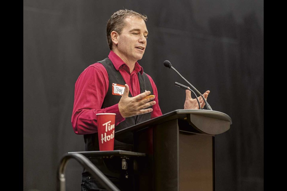 Ray Noonan, ScotiaBank VP North BC & Yukon District, served as master of ceremonies at the Golden Age Social held at the Civic Centre Wednesday.