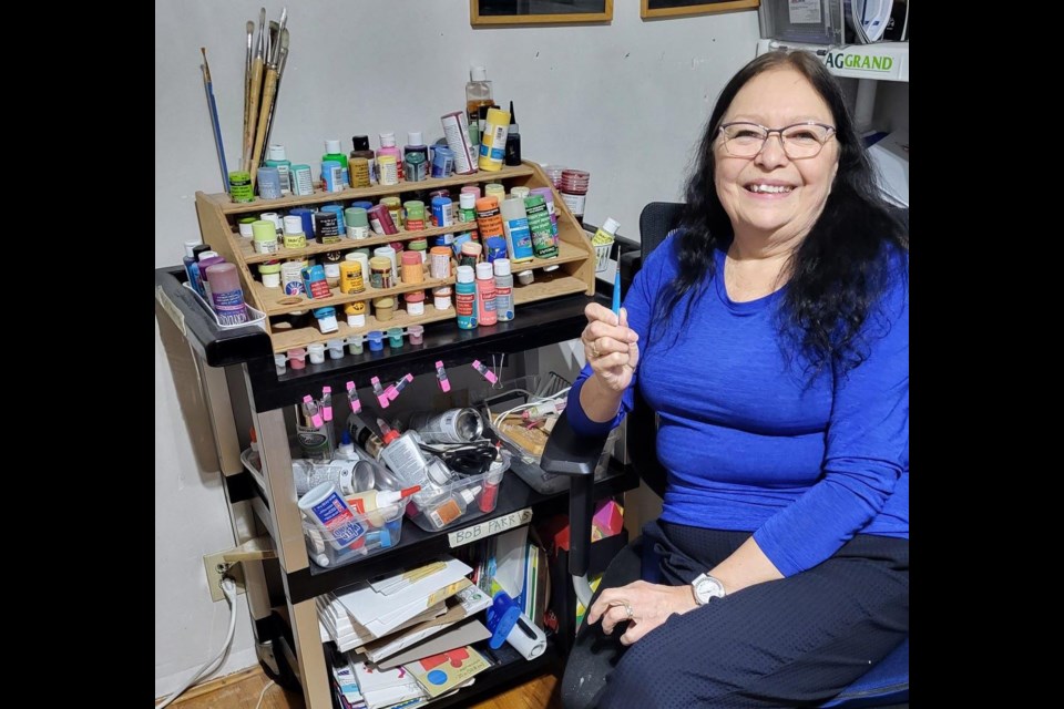 Tina Garlick of Heart of P.G. Rock has painted more than 14,000 rocks that she gives away or hides in Prince George Parks for people to find. This is her favourite go-to paint brush that helps her work her magic.