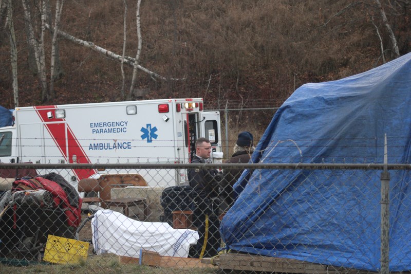 Emergency services at Moccasin Flats on the morning of Nov. 8. 