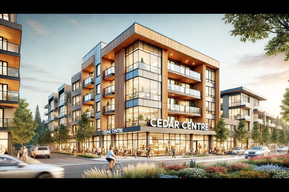 This is an artist's conception of Cedar Centre, a new mall being built in Prince George by Brink Properties Inc., near the intersection of Foothills Boulevard and North Nechako Road.