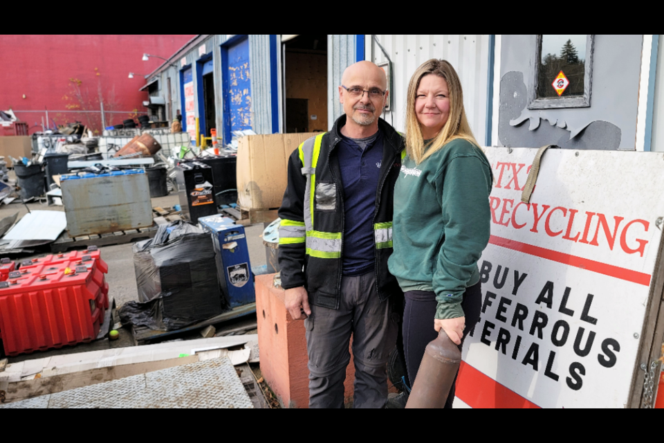 Tony and Tanya Muratori's scrap metal yard, TX2 Recycling, borders on the Moccasin Flats encampment in downtown Prince George.