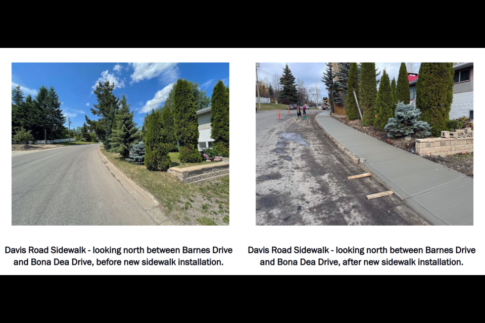 These before and after photos show one of the sidewalk rehabilitation projects completed by the city in 2023.