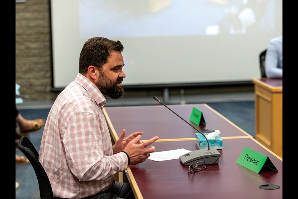 Prince George District Teachers Association president Daryl Beauregard speaks at the SD 57 board of education budget meeting Tuesday afternoon.