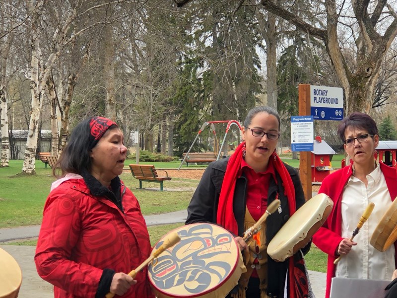 Khas'tan Drummers sing an opening song. 