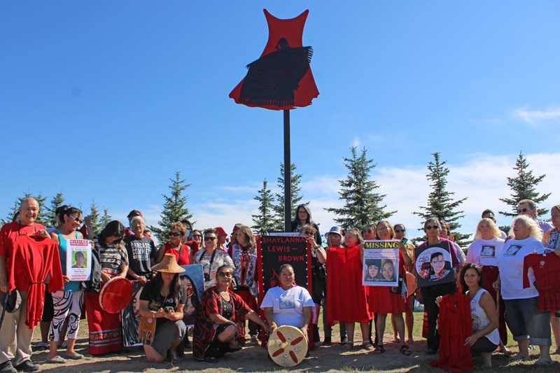 Prince George Red Dress Society unveils monument on Hwy 16 - Prince ...