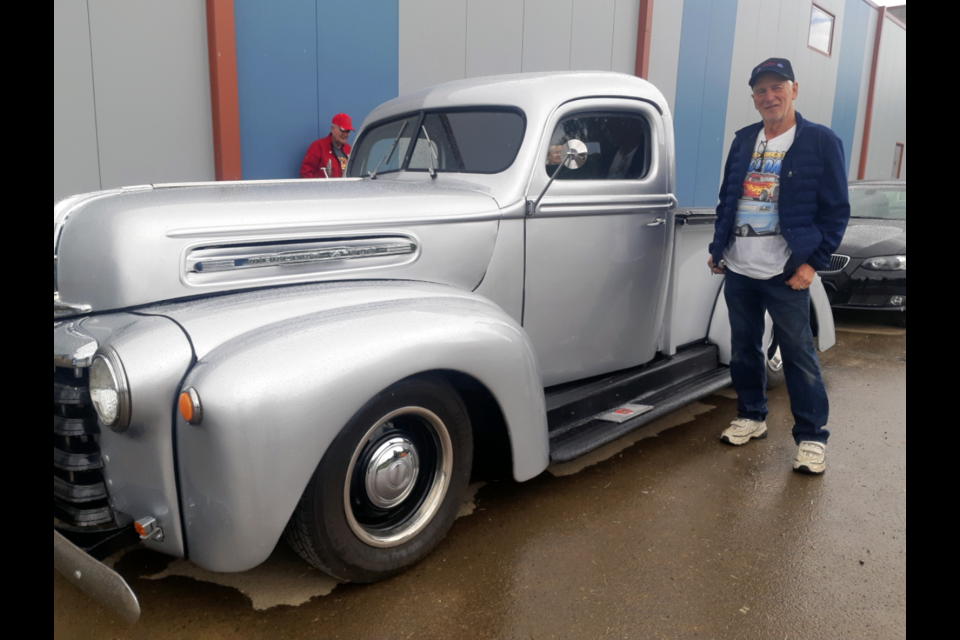 Gord Jarabek is the proud owner of this 1947 Mercury pickup he spent three years restoring. He got a chance to show it off Friday afternoon at the Crusin' Classics car club seniors home parade.