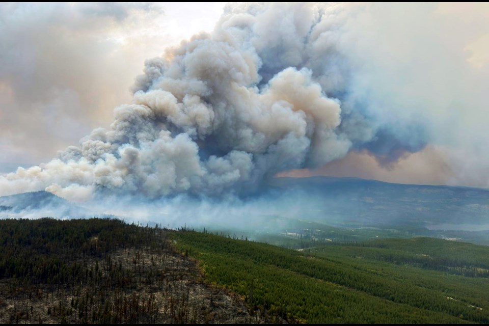 This aerial photo taken on Sept. 15 shows the North Lucas Lake fire south of Fraser Lake.