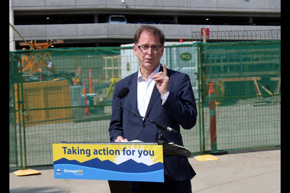 B.C. Health Minister Adrian Dix was in Prince George Thursday to announce business plan approval of a new patient tower at UHNBC. The plan has no provision for a rooftop helipad that would negate the need for a ground ambulance to transport patients from the airport to the hospital.