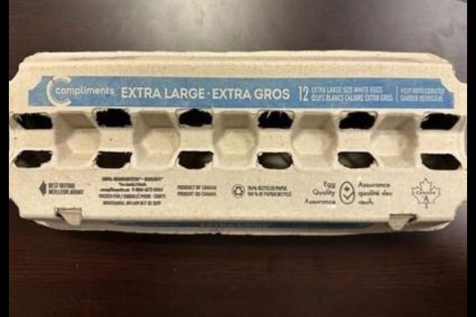 Compliments is one of the brands of eggs recalled on Saturday, Jan. 18, 2025, in BC and other provinces due to possible salmonella contamination. The recalled eggs have expiration dates of Feb. 16 and 22 and March 1. 