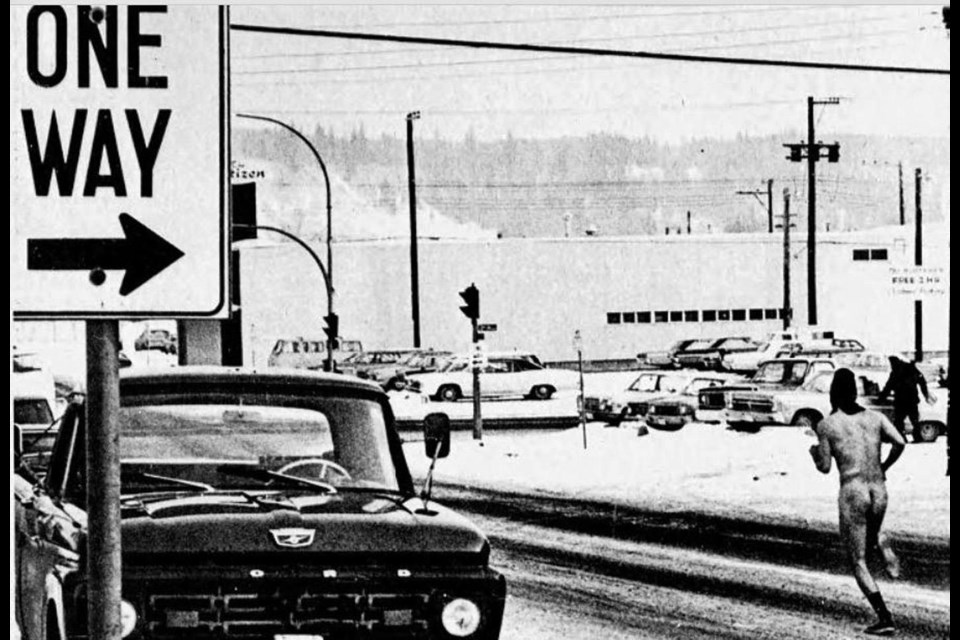 “Cheeky streaker jogs down Third,” was the headline to the story accompanying a front-page photo 50 years ago on the front page of March 8, 1974, edition of the Citizen.