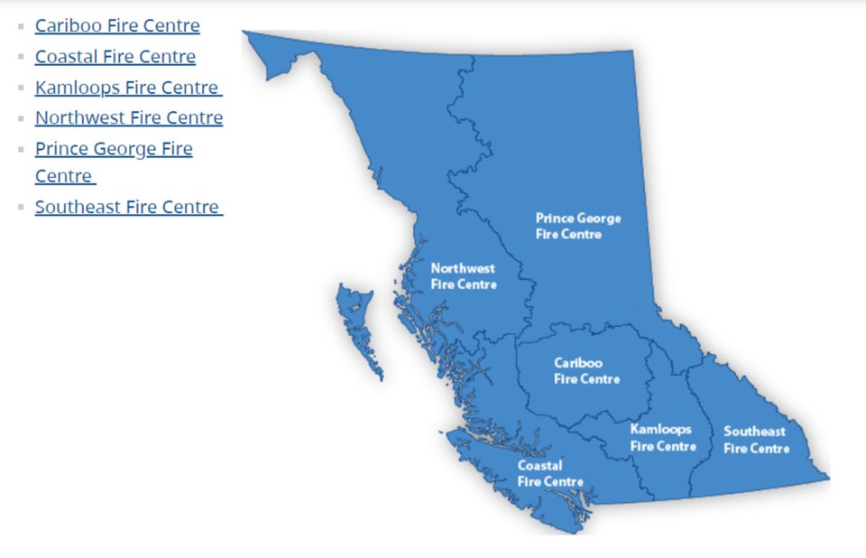 Fire centre map