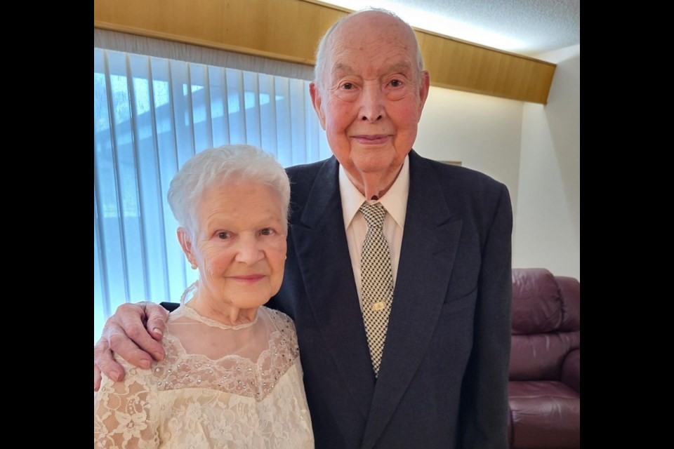 Gladys, 92, and Allan Thorp, 93, celebrate their 70th wedding anniversary. They were wed on Oct. 2, 1954 at Knox United Church in Prince George.