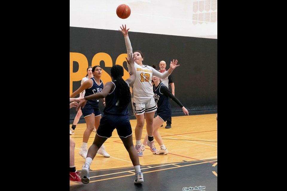 Duchess Park Condors point guard and turnament MVPTehya Carpenter puts up a shot during the North Central zone triple-A girls basketball championship final against the College Heights Cougars at Duchess Park.