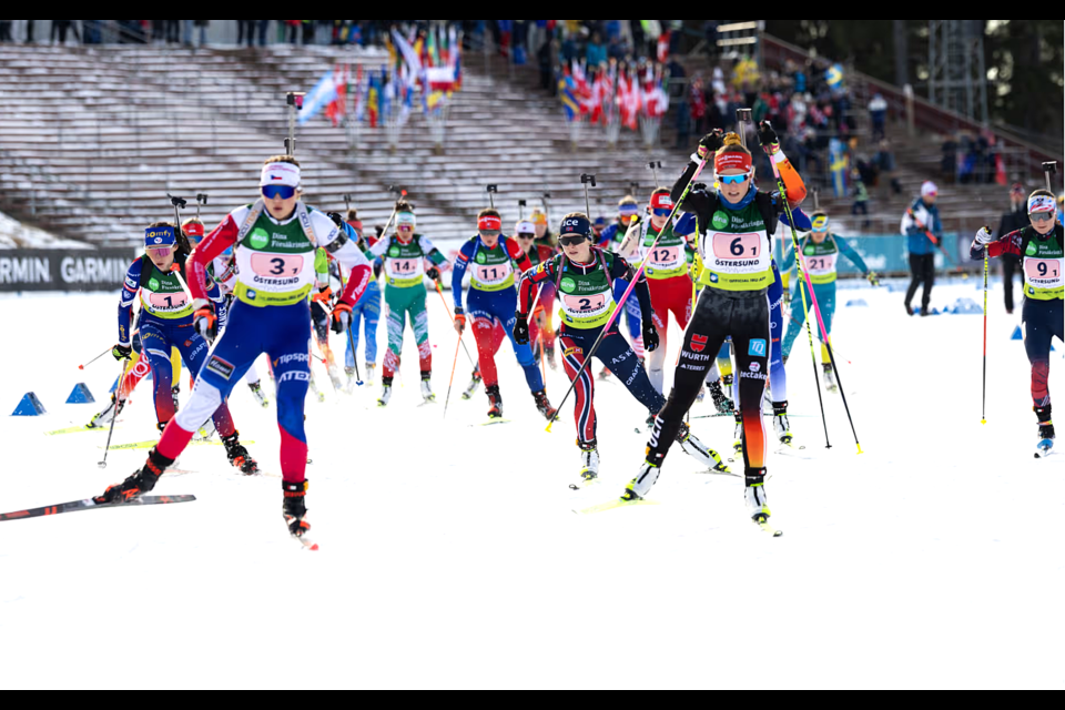 Canada placed fourth in Friday's youth mixed relay at the biathlon world championships in Oestersund, Sweden.