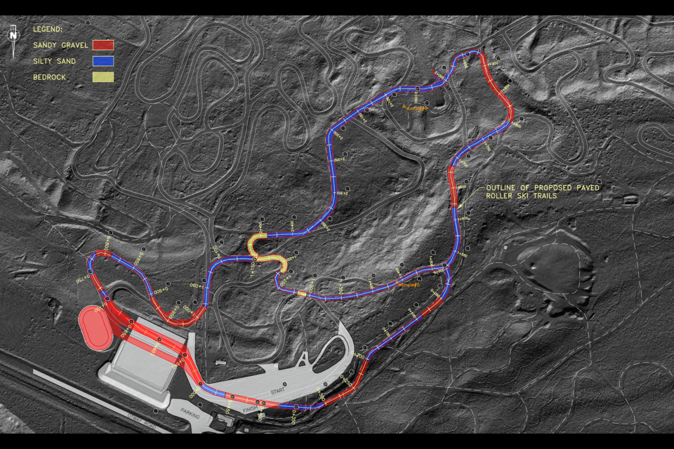 This map shows where the Caledonia Nordic Ski Club is building a network of paved paths at Otway Nordic Centre to be used for summer roller skiing.