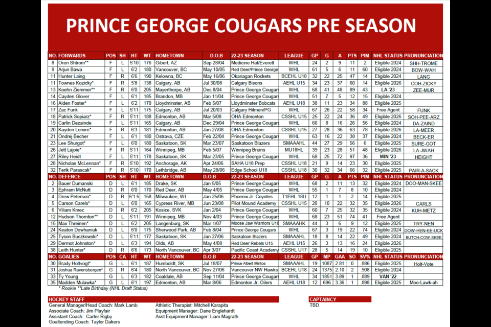 Prince George Cougars start preseason in Port Coquitlam - Prince George  Citizen