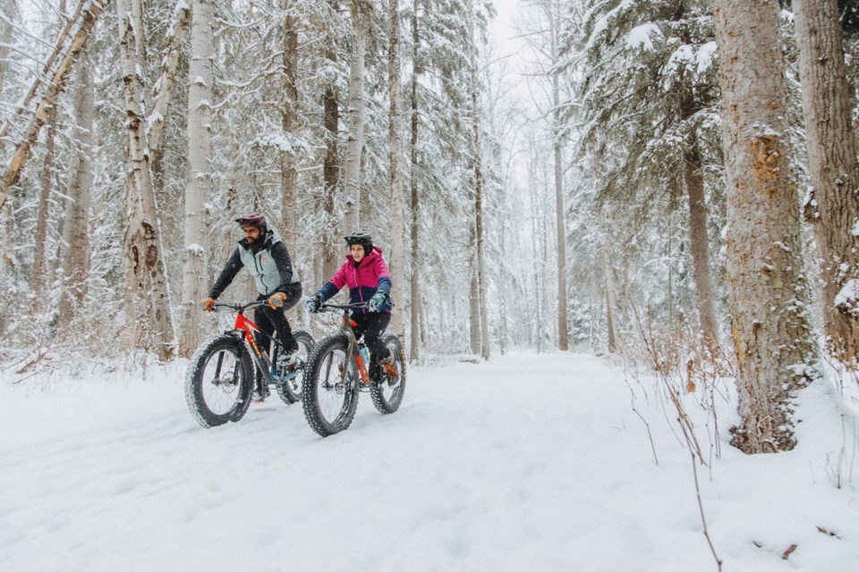 Matteia Nava and her dad Gino star in the Fatbiking in Prince George video presented by Tourism PG. 