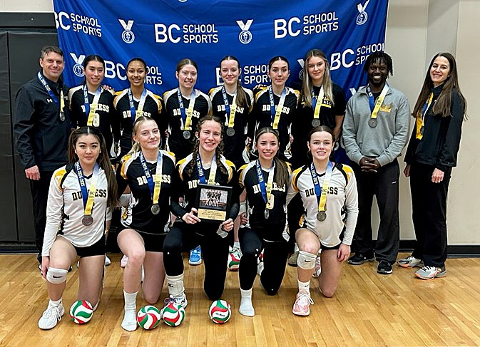 The Duchess Park Condors celebrate their provincial silver-medal finish Saturday at the triple-A girls championship in West Vancouver.