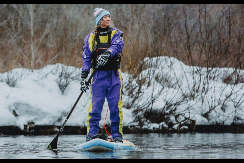 Kimberley Kenyon, certified stand-up paddle board instructor, is featured in the latest Tourism PG sport adventure video about winter paddle boarding.