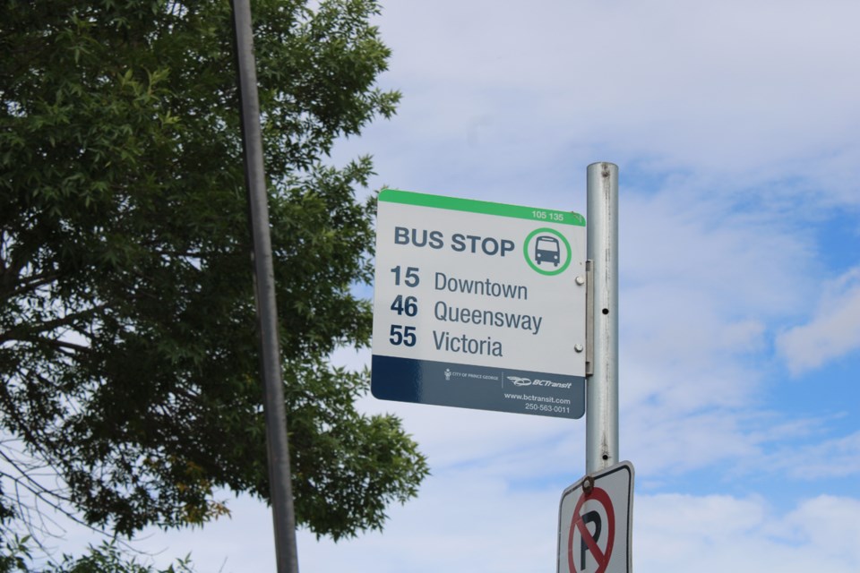 Prince George Transit bus stop sign