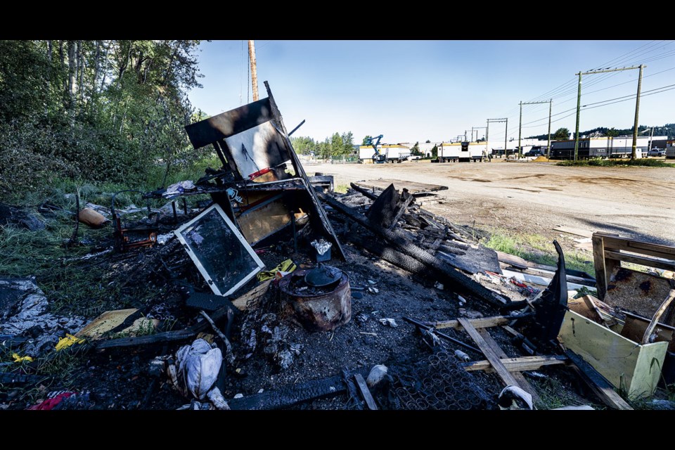 The fire was one of three that broke out around the same time at the Lower Patricia Boulevard encampment. Fire trucks have been a regular sight at Moccasin Flats for months.