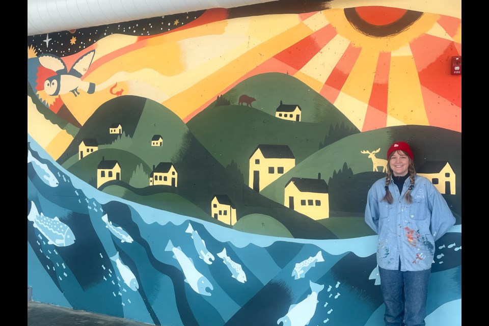 Mercedes Minck's new mural is unveiled at the CN Centre on Jan. 22, 2025 in Prince George, BC.