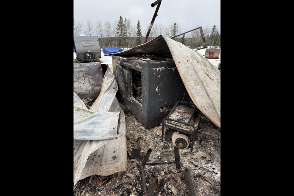 Some of the debris from the fire that destroyed Pastoors' barn.