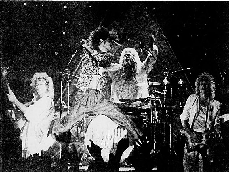 Sept. 26, 1985: Rock music will never die – or so it appears as the band Platinum Blonde struts its stuff in concert at the Coliseum. All but four of the 3,500 tickets were sold for the concert. Crowds started lining up outside the Coliseum several hours before showtime, but the only incident involved one female fan who collapsed from heat exhaustion inside and was removed by security personnel. 