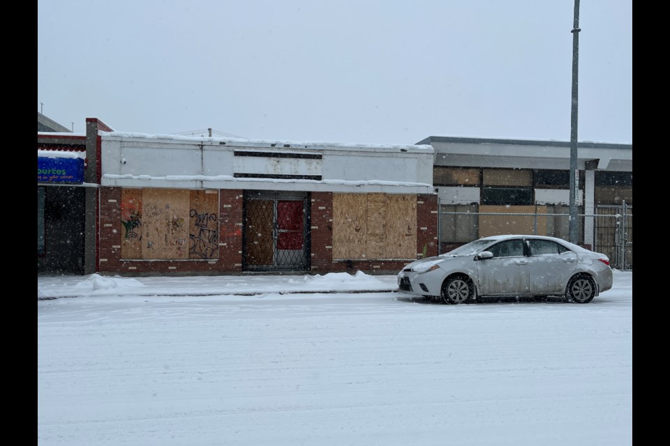 The vacant building at 181 Quebec St. in Prince George, BC as seen on Wednesday, Feb. 19, 2025. Vacant buildings like this one were discussed at the Feb. 18 meeting of the city's Standing Committee on Public Safety.