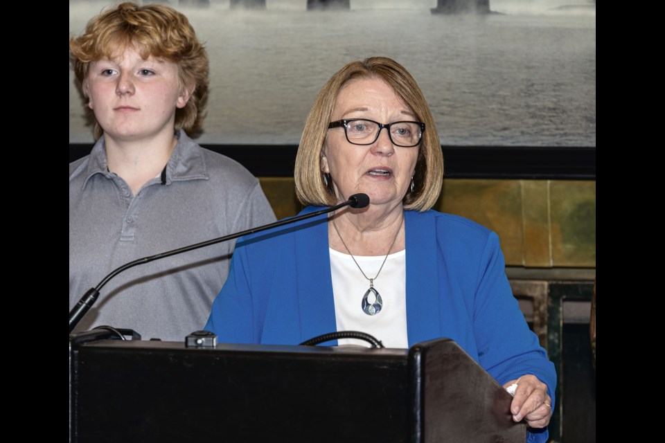 Prince George - Valemount MLA Shirley Bond explains her decision to withdraw from the 2024 provincial election at the Coast Prince George Hotel on Tuesday.