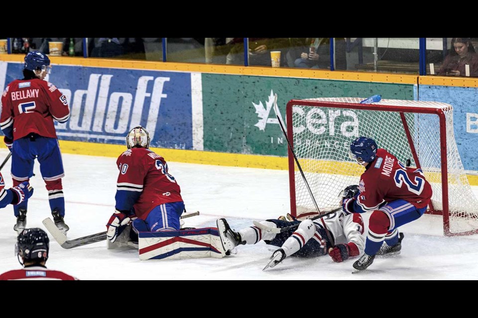 Ben Portner tied the game at five apiece when his shot beat Carter Wishart at Kopar Arena Friday.