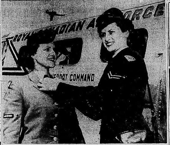 Prince George sisters Shirley (left) and Barbara Carter model the summer and winter uniforms they wear while serving in the RCAF in this 1954 photo.