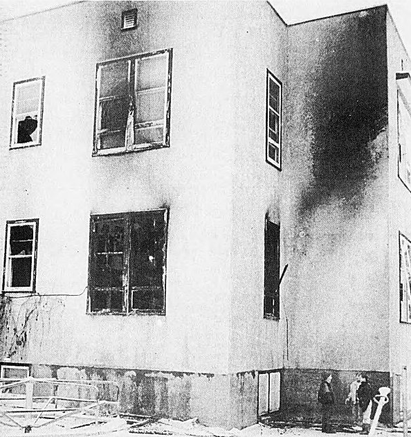 Nov. 21, 1990: Children gather outside the Sacred Heart School on Patricia Boulevard after an early-morning fire resulted in an unexpected school holiday. The fire, suspected to be arson, gutted the principal’s office. Five Catholic brothers living on the second floor of the building were safely evacuated and there were no injuries. 