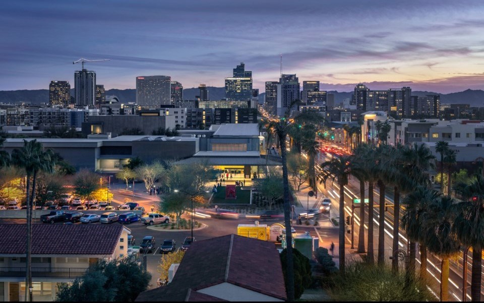 Aerial view of the Phoenix Art Museum.