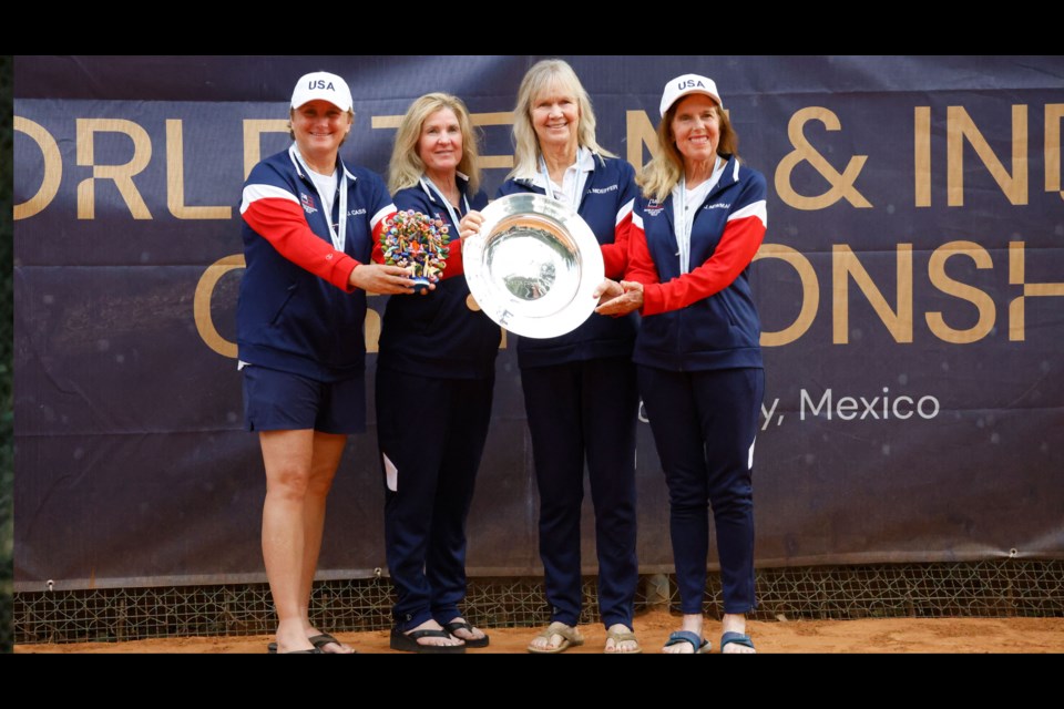 The 2024 Maureen Connolly Cup Women’s 55 and Over champions, from left to right, Julie Cass, Debbie Nasim, Queen Creek resident Ros Nideffer and Judy Newman.
