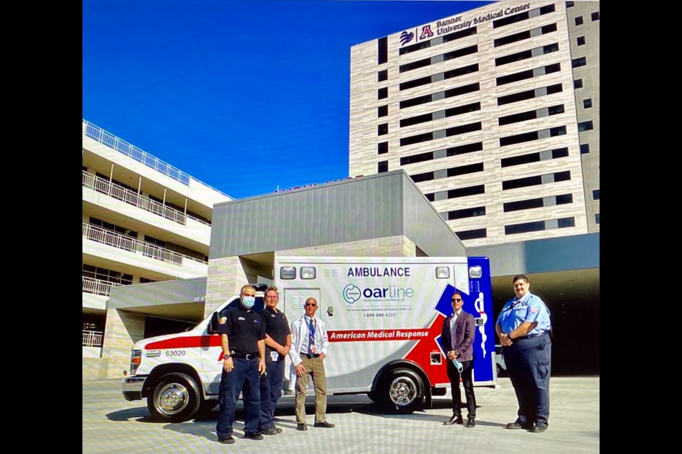 A portion of the American Medical Response Phoenix ambulance fleet are featuring display ads for the Arizona Opioid Assistance & Referral Line.