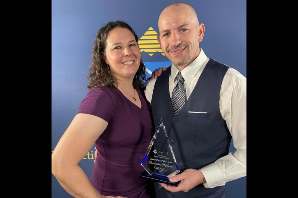 Christopher Hepworth, who teaches visual arts at Queen Creek High School, was named Educator of the Year by the Queen Creek Chamber of Commerce at its 14th annual Business Awards Dinner Sept. 28 at Encanterra Country Club.