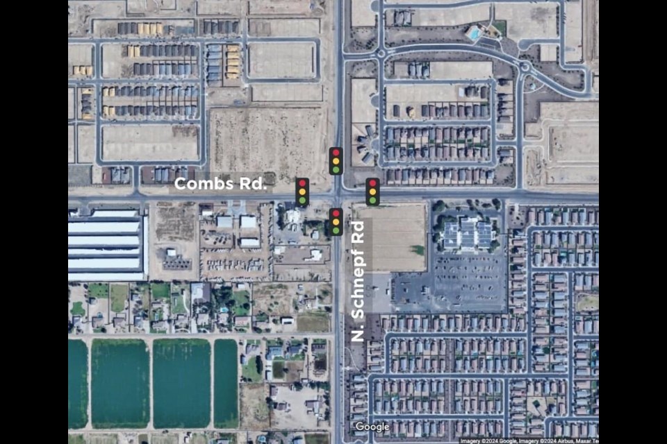 Due to increased traffic congestion, Pinal County Development Services announced it began on Aug. 14, 2024 installing temporary traffic signals at the intersection of Combs and Schnepf roads in San Tan Valley.