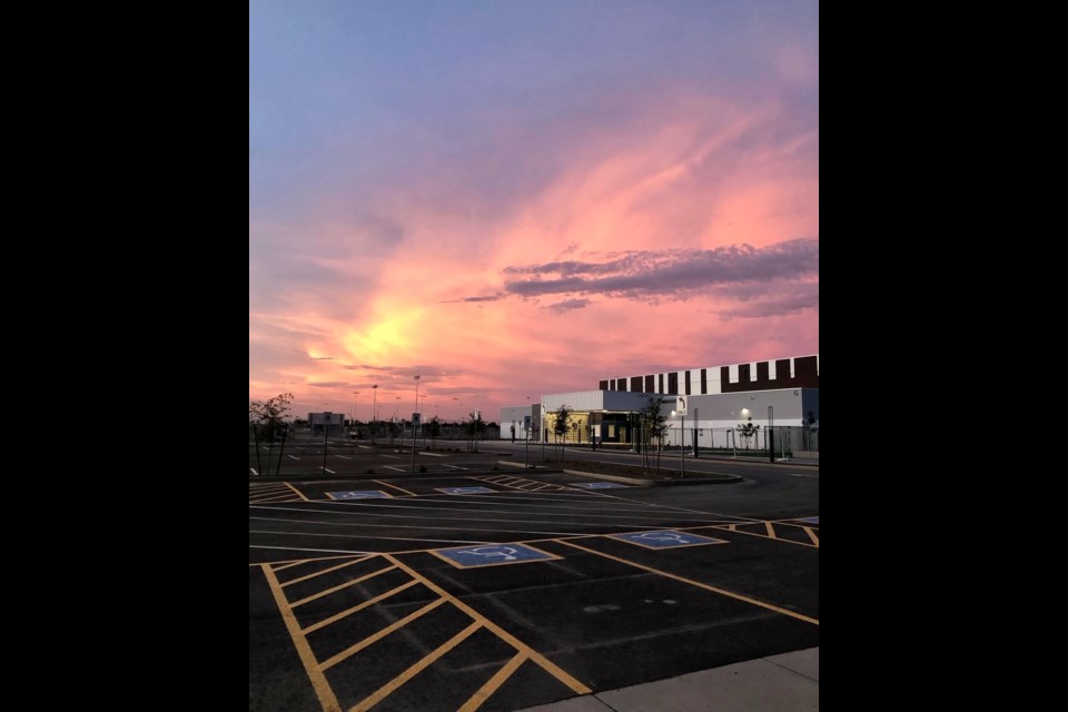 Night falls on Crismon High School in Queen Creek as it opens for the first day of school July 27, 2022.