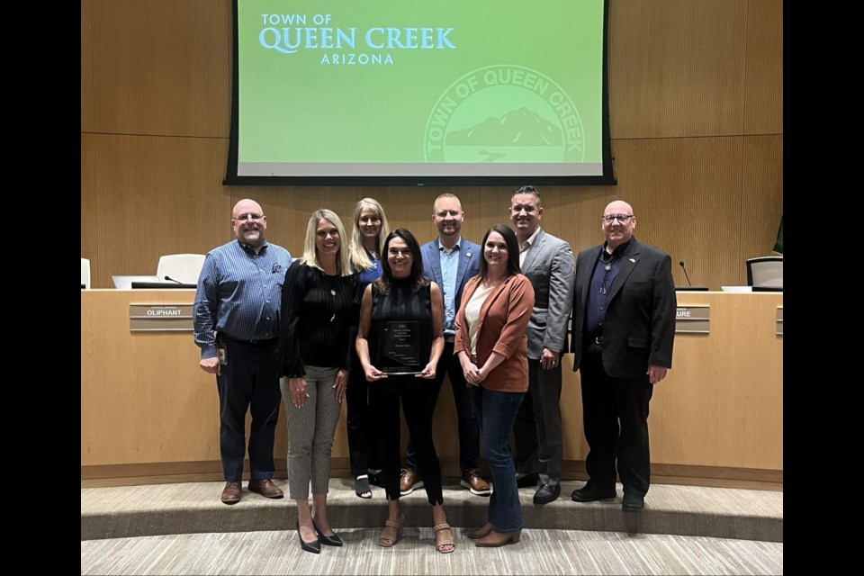 The Arizona Association for Economic Development presented its annual Economic Development Distinguished by Excellence Awards, selecting Queen Creek’s Economic Development Director Doreen Cott as the Economic Developer of the Year, Medium Community. She was presented the award at the May 1, 2024 Town Council meeting.