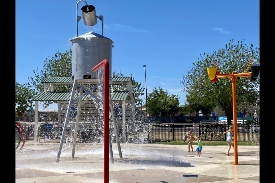 The Founders' Park Splash Pad in Queen Creek offers relief from the heat.