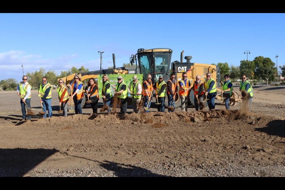 The Town of Queen Creek broke ground this week on phase II of Mansel Carter Oasis Park, located off of Sossaman Road, north of Ocotillo Road. The 13-acre expansion is slated to open in late 2023 and will include tennis courts, volleyball courts, pickleball courts, an outdoor fitness zone, additional restrooms and parking, and passive green space.