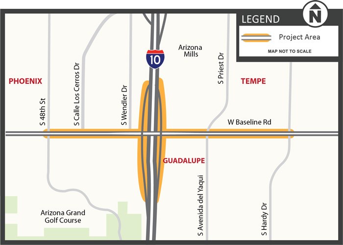 A map of the Interstate 10/Baseline Road interchange study area for consideration.