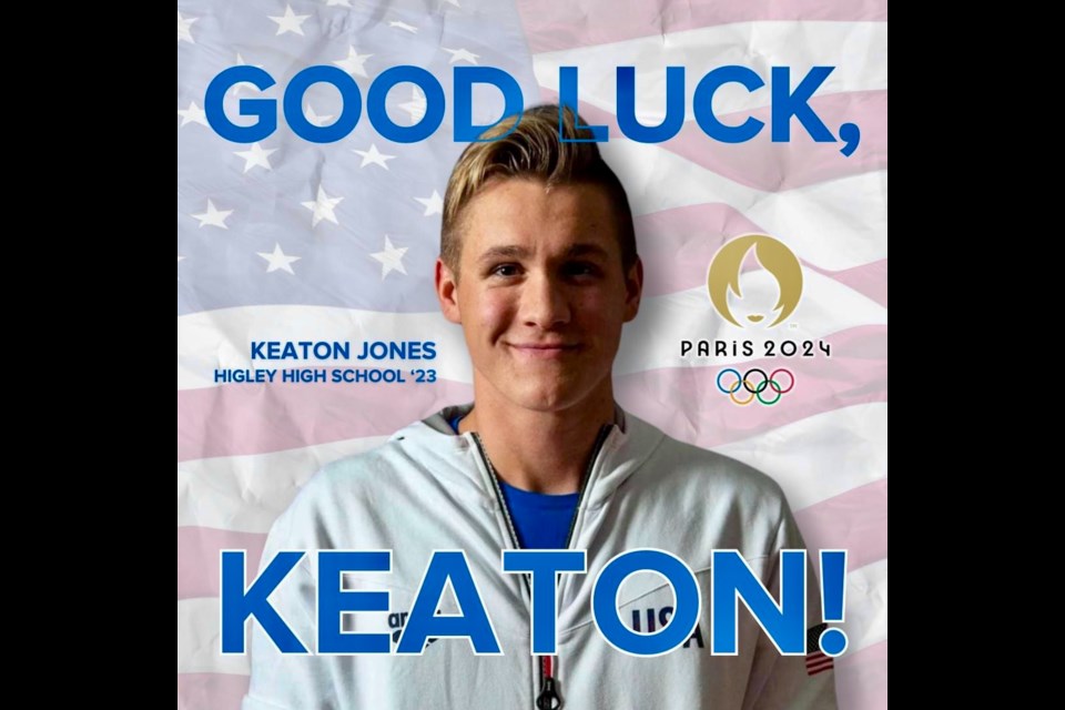 Gilbert's own Keaton Jones, a graduate of Higley High School Class of 2023, will be competing for medals in the men's 200-meter backstroke swimming event. Jones finished second in the men's 200-meter backstroke during Olympic trials.