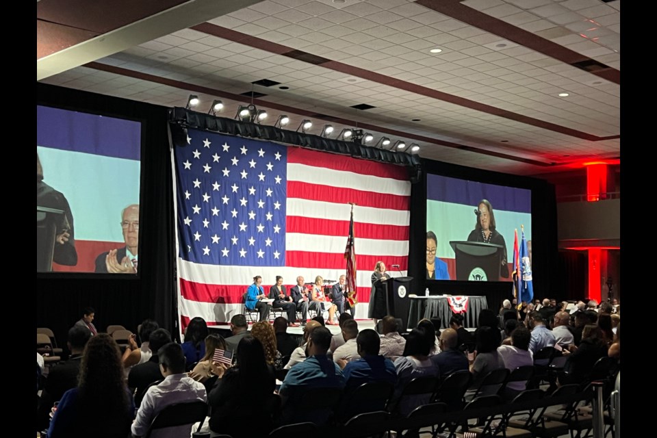 U.S. Citizenship and Immigration Services and the U.S. District Court of Arizona welcomed 100 new U.S. citizens during a special Independence Day naturalization ceremony at the Mesa Convention Center last night, July 4, 2024. 