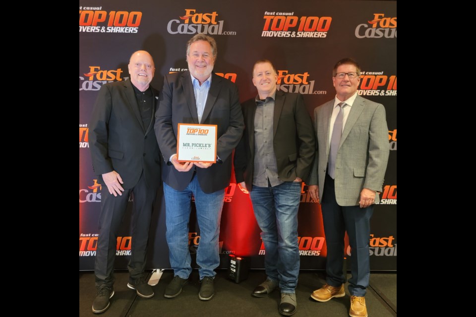 From left to right are Mr. Pickle’s president Dean Johnson, CEO Michael Nelson, director of brand management Chris Schefler, and chief brand strategist Clayton Jones accepting the "Fast Casual" honor on May 20, 2024.