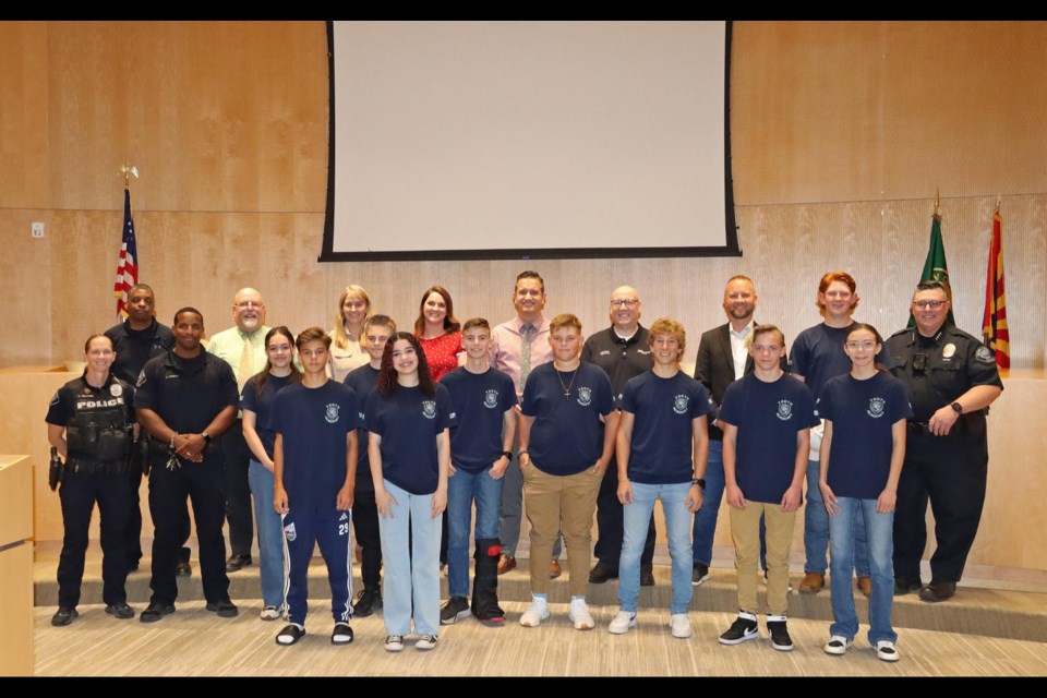 At its July 17, 2024 meeting, the Queen Creek Town Council recognized 14 participants of the first Queen Creek Police Department Youth Academy.