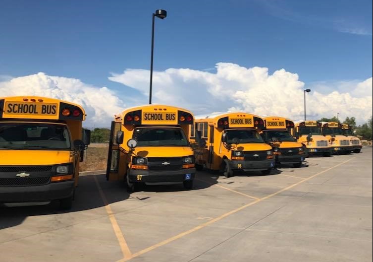 The Queen Creek Unified School District Transportation Department's bus depot.