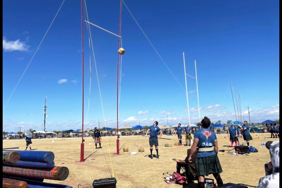 Participants in the Phoenix Scottish Games wore authentic kilts made of a woolen cloth in a tartan pattern. 